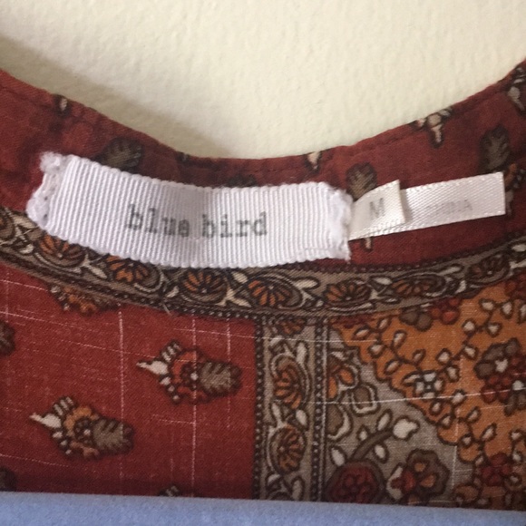 Flowy Red and Orange Patterned Floral Dress - Picture 5 of 8